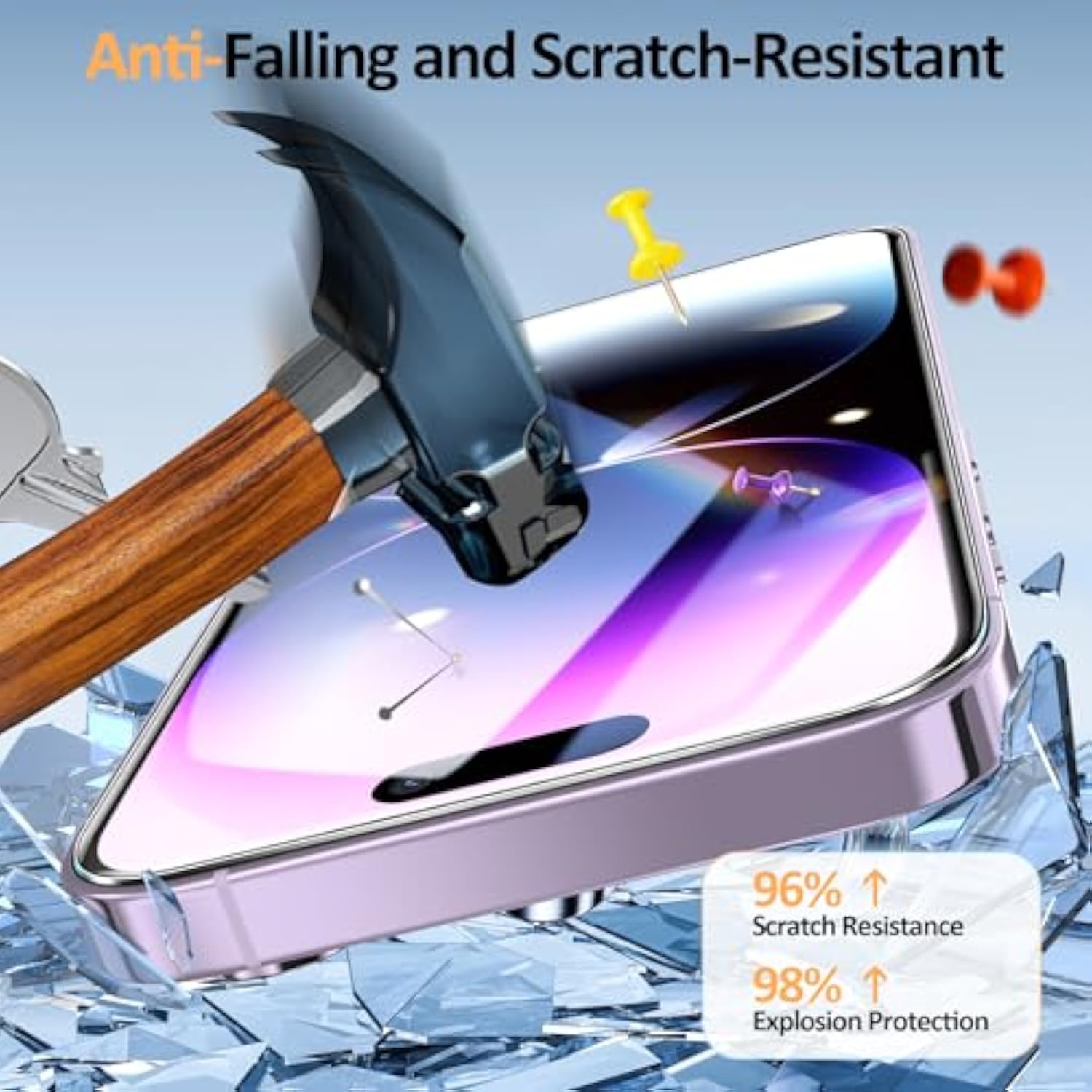 2+1 Pack For Iphone 14 Pro Max Screen Protector With Camera Lens Protector, Shock - Absorbing Pro Series Tempered Glass, [Precision - Align] Quickfit