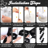 2 Sets Black White Bow Balloon Column Stand Kit Includes 2 Bows & 100 Latex Balloons Adjustable Stands For Princess Birthday Wedding Coquette Baby Shower Party Decoration