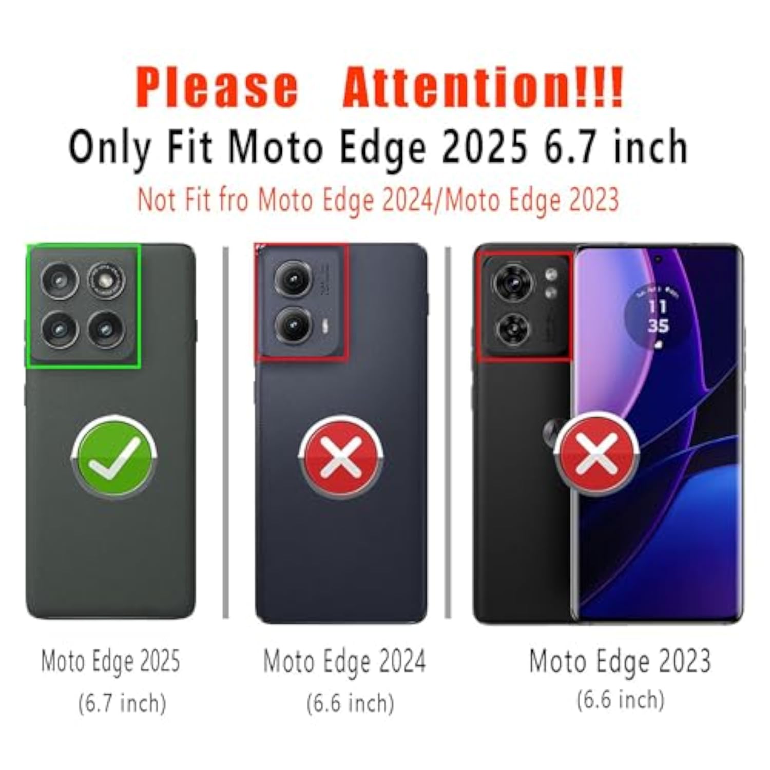 Motorola Moto Edge 2025 Heavy Duty Rugged Shockproof Protective Case with HD Screen Protector and Slide Camera Cover, Black