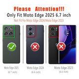 Motorola Moto Edge 2025 Heavy Duty Rugged Shockproof Protective Case with HD Screen Protector and Slide Camera Cover, Black