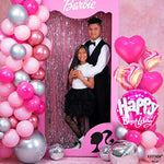 , Huge Happy Birthday Balloon Pink Set - 23 Inch, Pack Of 5 | Hot Pink Heart Balloons For Happy Birthday Decorations | Foil Balloons For Princess Party Decorations