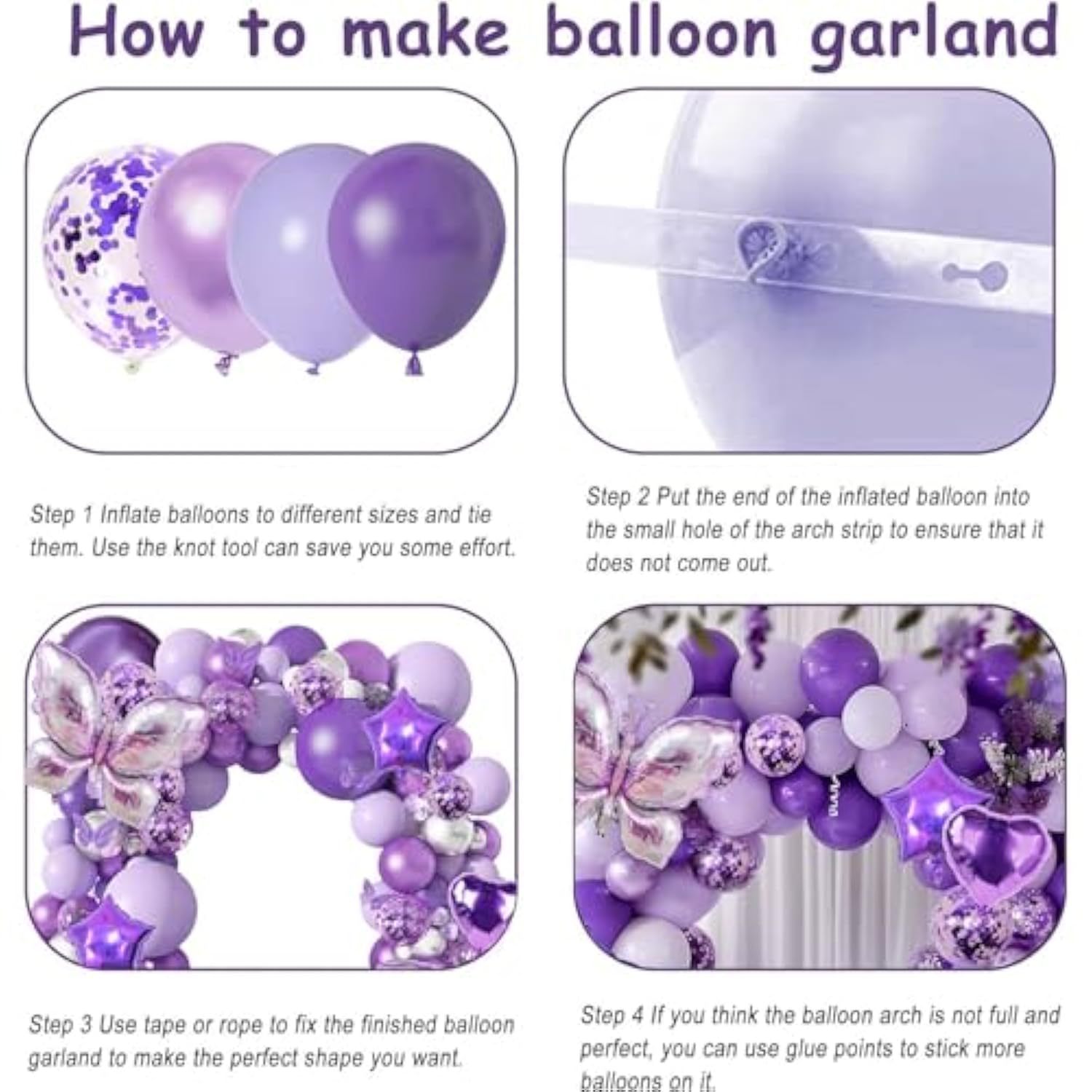 Purple Butterfly Balloon Arch Kit, 167 Pieces Purple Butterfly Baby Shower Decorations, Lavender Balloon Arch Kit For Mother'S Day Valentine'S Day Birthday Wedding Party Decoration.