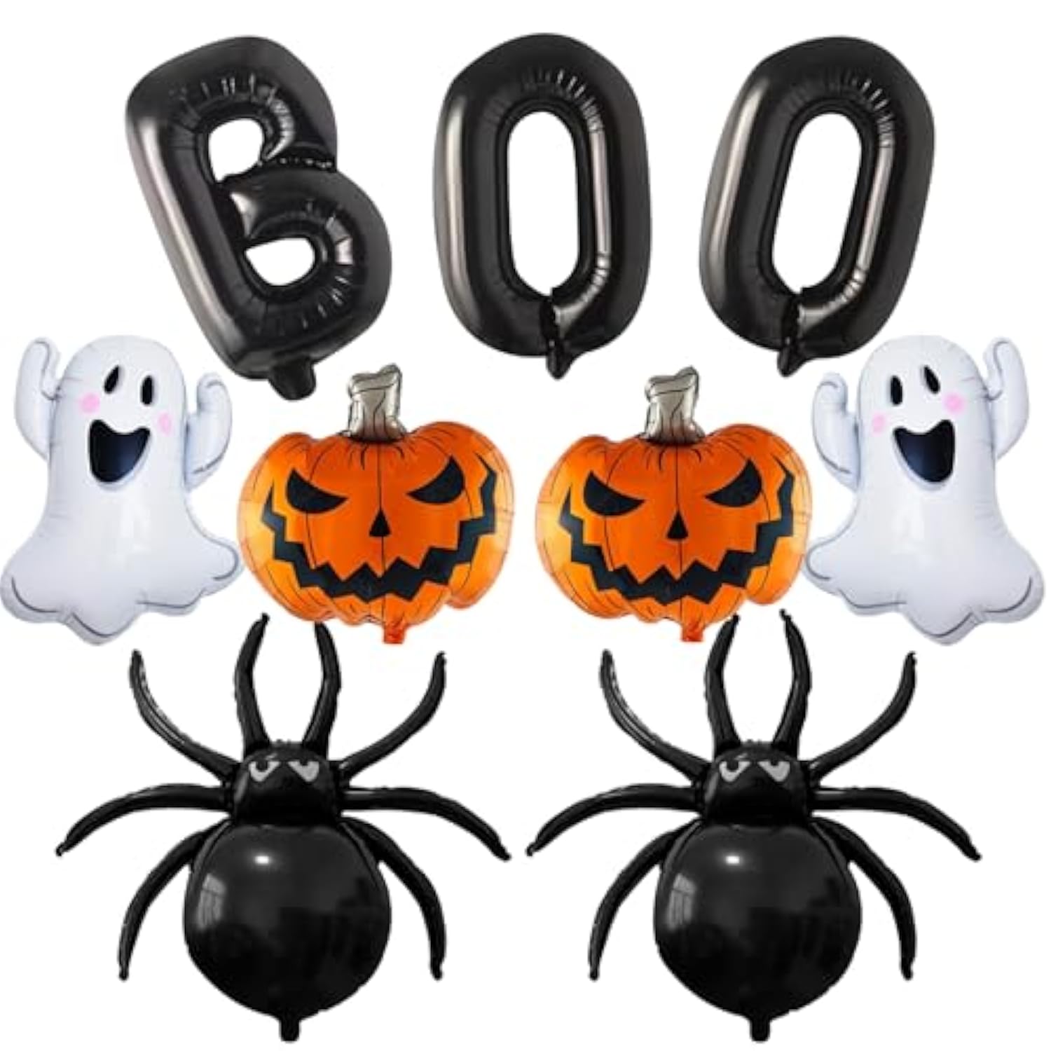 Halloween Boo Balloon Set 9PCS Ghost Spider Pumpkin Foil Balloons for Spooky Party Decorations
