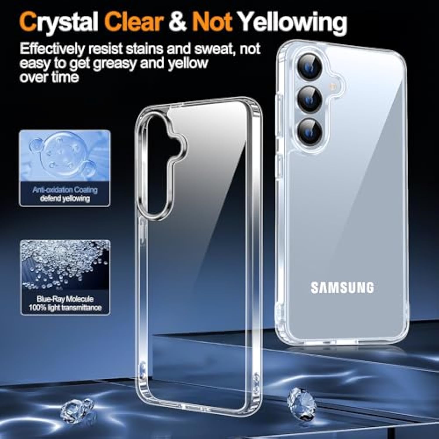 Designed For Samsung Galaxy S25 Case Clear, [Not Yellowing] [15Ft Grade Drop Protection] Scratch-Resistant Transparent Shockproof Slim Phone Case 6.2 Inch-Clear