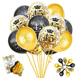 50th Birthday Balloons Gold Black 15 Pack 12in Latex Confetti Decorations