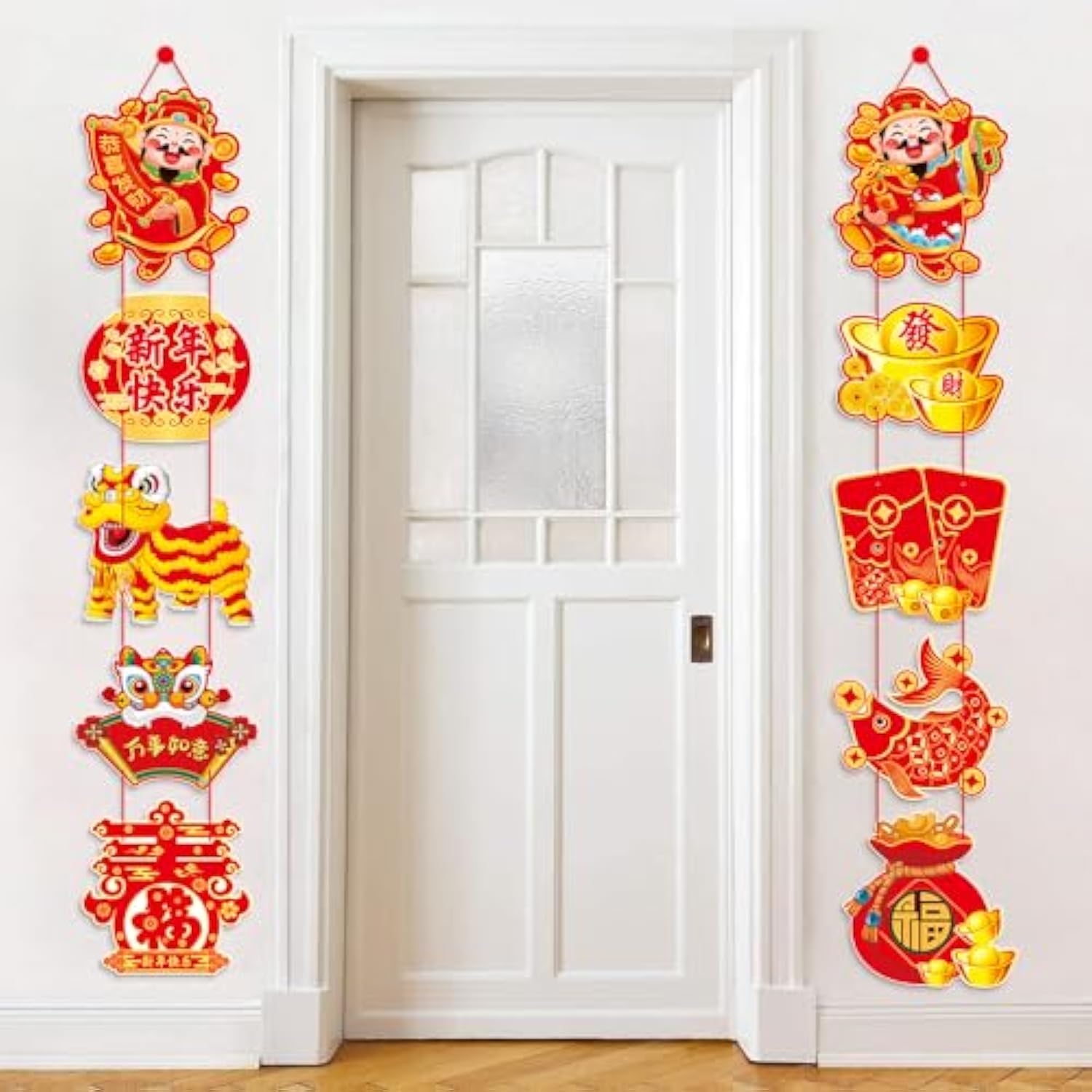 Red Gold Chinese New Year 2026 Banner Year of the Horse Decorations