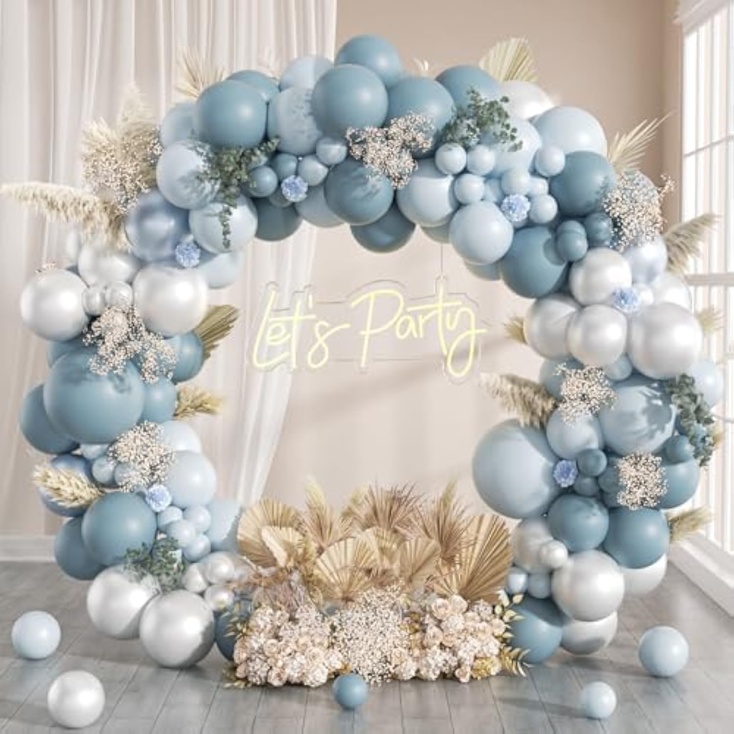 Dusty Blue Balloon Garland Kit: 130pcs Party Decor