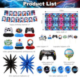 Video Game Happy Birthday Decorations - Game Party Decorations Supplies With Banner, Honeycomb Table Centerpieces, Tablecloth, Cake Toppers, Video Game Balloons For Boys Birthday Gamer Party