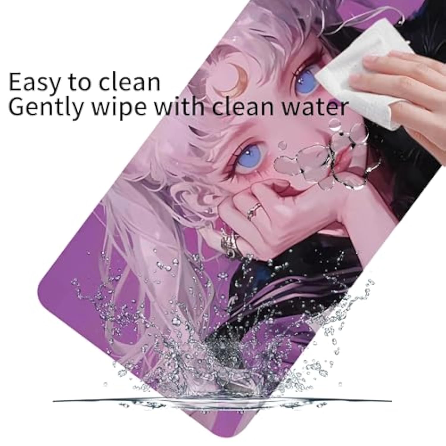 Cat Game Pink Mouse Pad Anime Girl Large Table Mat, 31.5X11.8 Inch Mouse Pad Extended Non-Slip Rubber Backed Keyboard Pad With Stitched Edges For Gaming|Home Office (Cat Girl1)