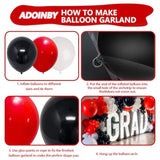 Red Black And White Balloon Arch Kit, 140Pcs Red And Black White Silver Garland Kit, 18 12 10 5 Inch Different Size Balloons For Birthday Party Anniversary Racing Car New Year Prom Decorations