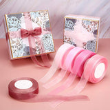 50 Yard Organza Ribbon Sheer Chiffon Stain Ribbons Dusty Rose Fading R