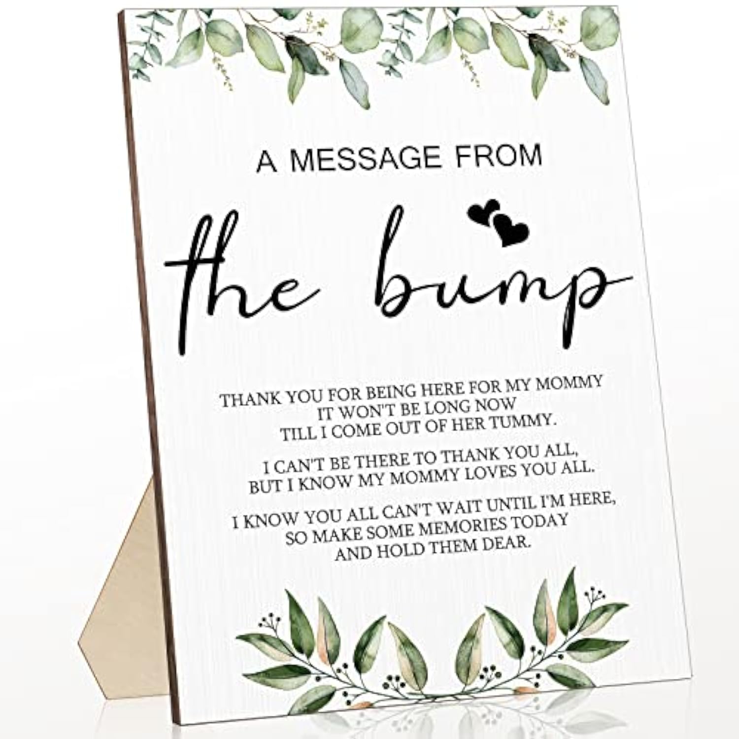 Cool Baby Shower Tabletop Decoration A Message From The Bump Wooden Baby Shower Games Sign Greenery Cute Gender Reveal Party Thank You Sign, 11.2 X 8.66 Inches(Greenery)