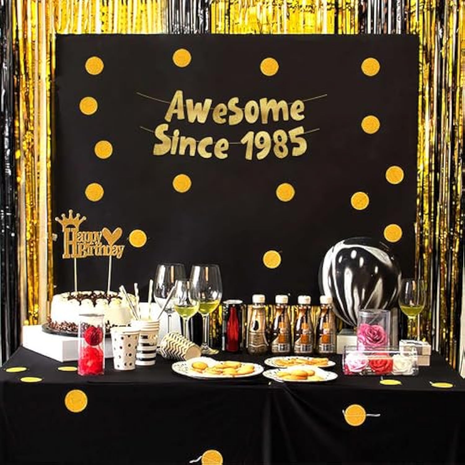 Awesome Since 1985 Gold Glitter Banner - 40Th Birthday And Anniversary Party Decorations