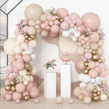 173Pcs Boho Dusty Pink Balloon Arch Garland Kit, Neutral Baby Pink Ivory White Sand Nude Rose Gold Confetti Balloons For Girl Baby Shower Gender Reveal Wedding Birthday Party Decorations