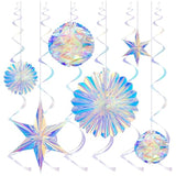 Iridescent Party Decorations With Hanging Honeycomb Ball Decorative Paper Fan Snowflake Garlands Ribbons Disco Party Wedding Birthday Graduation Christmas Celebration Decor Supplies