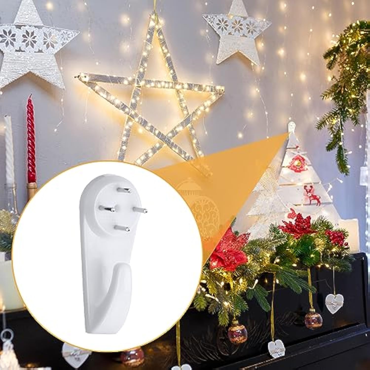 100 Pcs Christmas String Light Hooks Fairy Light Hooks No Drilling Invisible Heavy Duty Nail Hangers For Outdoor Brick Wall Hanging Christmas Decorations