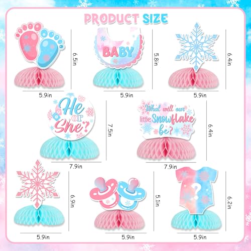 Winter Gender Reveal Party Decorations, What Will Our Little Snowflake Be Gender Reveal Honeycomb Centerpieces He or She Table Decorations Pink Blue for Winter Snowflake Baby Shower