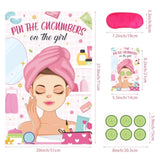 42 Pcs Spa Party Games Pin The Cucumbers On The Girl With Cucumber Stickers And Blindfolds, Large Spa Party Games Poster For Kids Girls Women Birthday Party Carnival Supplies