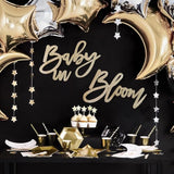 Champagne Baby In Bloom Sign - Large Glitter Baby Shower Felt Banner Letters For Baby Shower Arch Backdrop Gender Reveal Girl Or Boy Theme Pregnancy Announcement Party Wall Decorations