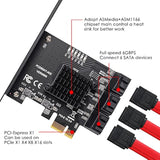 Pcie Sata Card 6 Ports, With 6 Sata Cables And Low Profile Bracket, 6 Gbps 1X