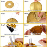 20-Pack New Year 2026 Party Decorations Black Gold Lanterns Fans Honeycomb Flags