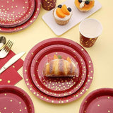175 PCS Burgundy & Gold Party Supplies - Plates & Napkins for 25 Guests