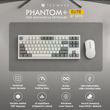 Phantom+ Elite 87 Mechanical Gaming Keyboard | Rgb Led Backlit | Hot Swappable Wraith Red Switches | 87 Key Tkl Layout | Thocky Sound Profile | Tri-Mode Wireless Bluetooth/2.4Ghz | White