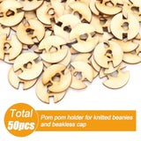 50Pcs Pom Poms Buttons For Hats, 20Mm Wooden Handmade Buttons Removable Love Button Faux Fur Pom Pom Holder Keepers Fastener For Knitting Beanies Caps Diy Craft Decoration