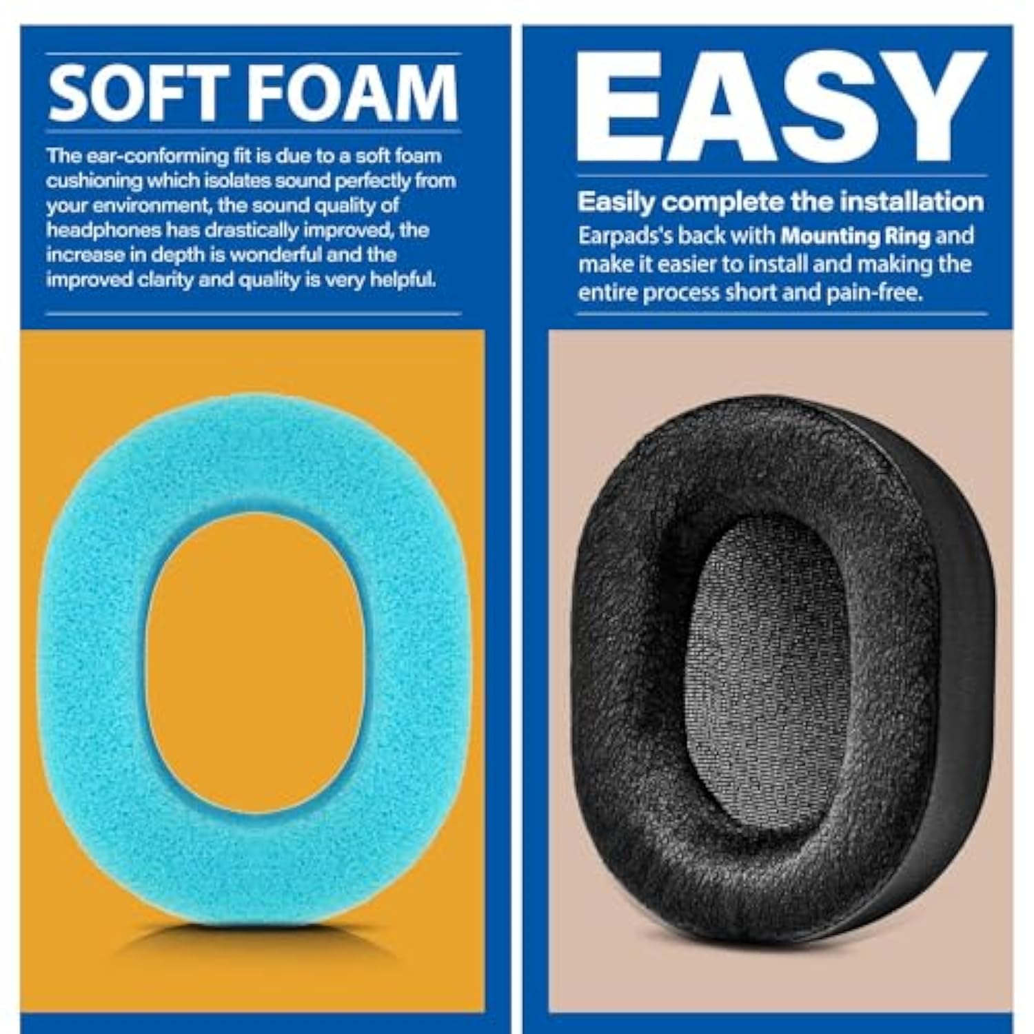 Ath M70X Ear Pads - Replacement Ear Cushion Compatible With Ath-M70X Headphones I Thicker Memory Foam (Hybrid Velour)