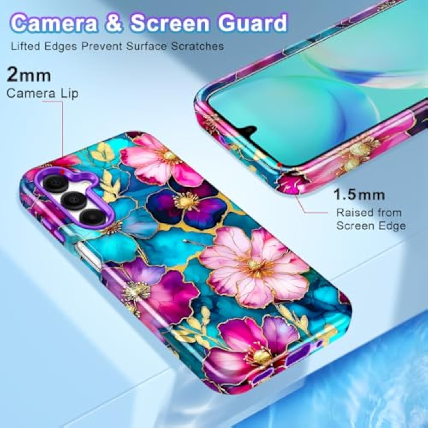 Compatible With Samsung Galaxy A16 5G Case 6.7 Inch, Stylish Pattern 3 In 1 Heavy Duty Full Body Shockproof Hard Pc+Soft Silicone Drop Protective Women Men Cover, Colorful