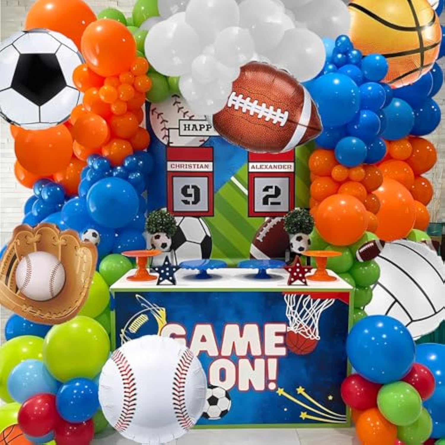 Sports Balloon Garland Kit: Baseball, Basketball, Soccer, Football Party Decor