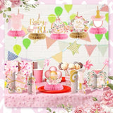 12PCS Pink Gold Baby Shower Decorations – Floral Honeycomb Table Centerpieces