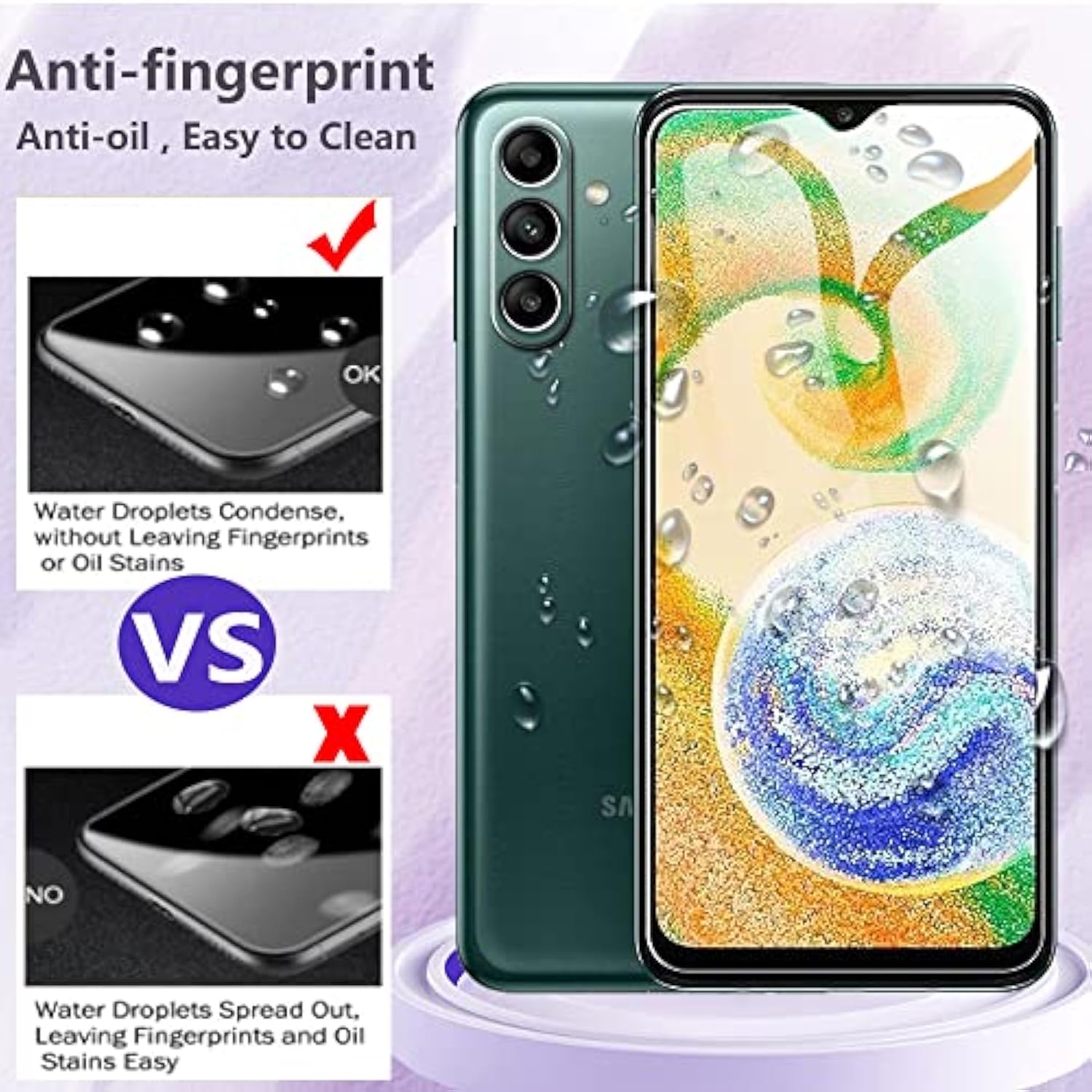 [3+2 Pack] For Samsung Galaxy A04S/Galaxy A13 5G/4G Screen Protector (3 Packs) With 2 Packs Camera Lens Protector,Hd Clear Scratch Resistant Bubble Free 9H Hardness Tempered Glass