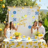 Capri Lemon Blue Yellow Tiles Spiral Hanging Swirl Decorations Mediterranean Amalfi Coast Ceiling Streamers For Positano Party Italian Summer Wedding, Birthday, Bridal Shower Bachelorette Fiesta Decor