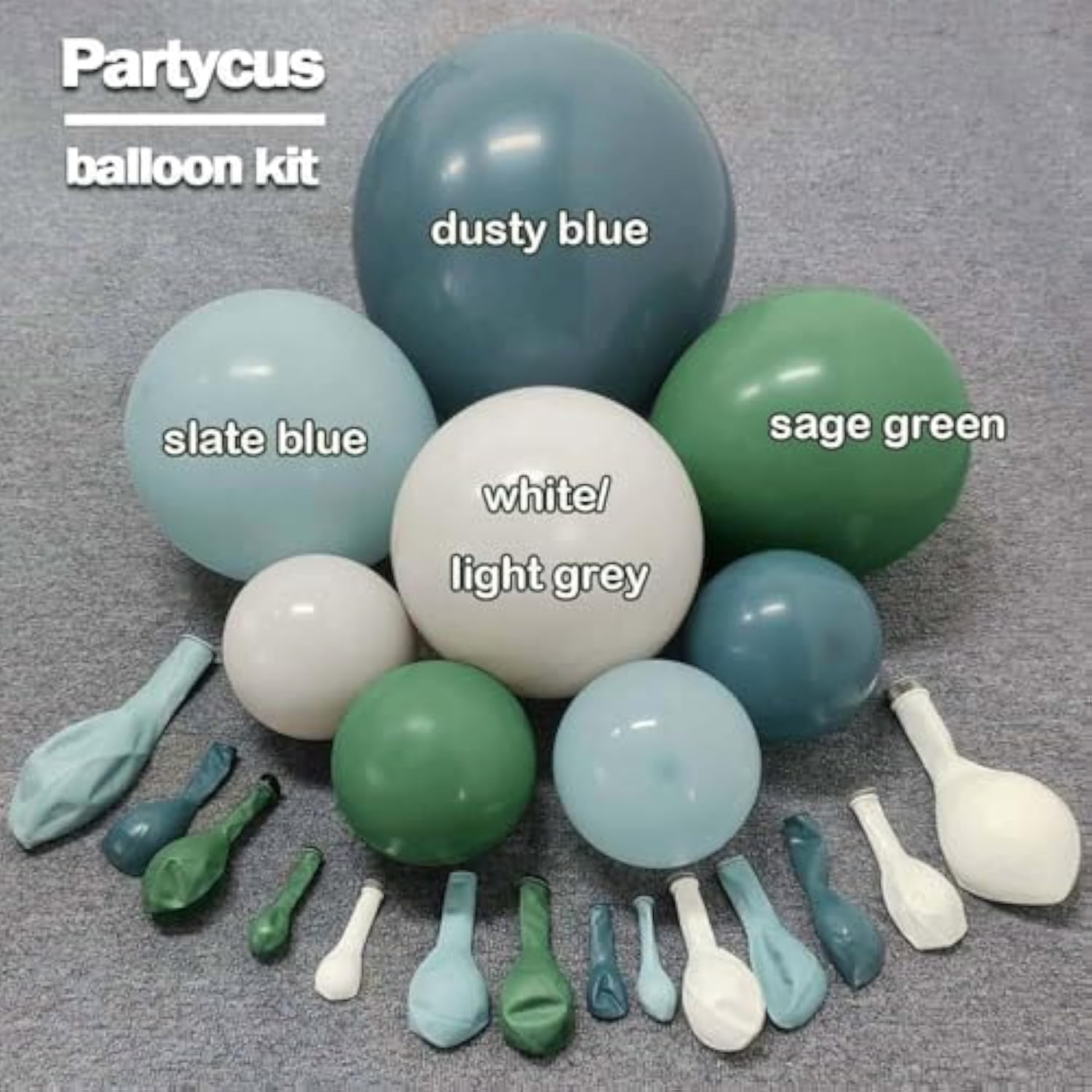 Dusty Blue Green Balloon Arch Kit Double Stuffed Sage Dusty Green White Matte Balloon Garland Slate Blue Teal Latex Balloons For Baby Shower Birthday Neutral Bridal Summer Party Decoration