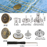 Jeans Button Replacement No Sew, 24 Sets Metal Buttons For Pants - Ins