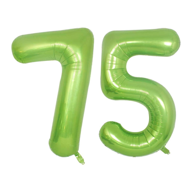 Green Foil 40 In 75 Helium Jumbo Number Balloons, 75Th Birthday Decora