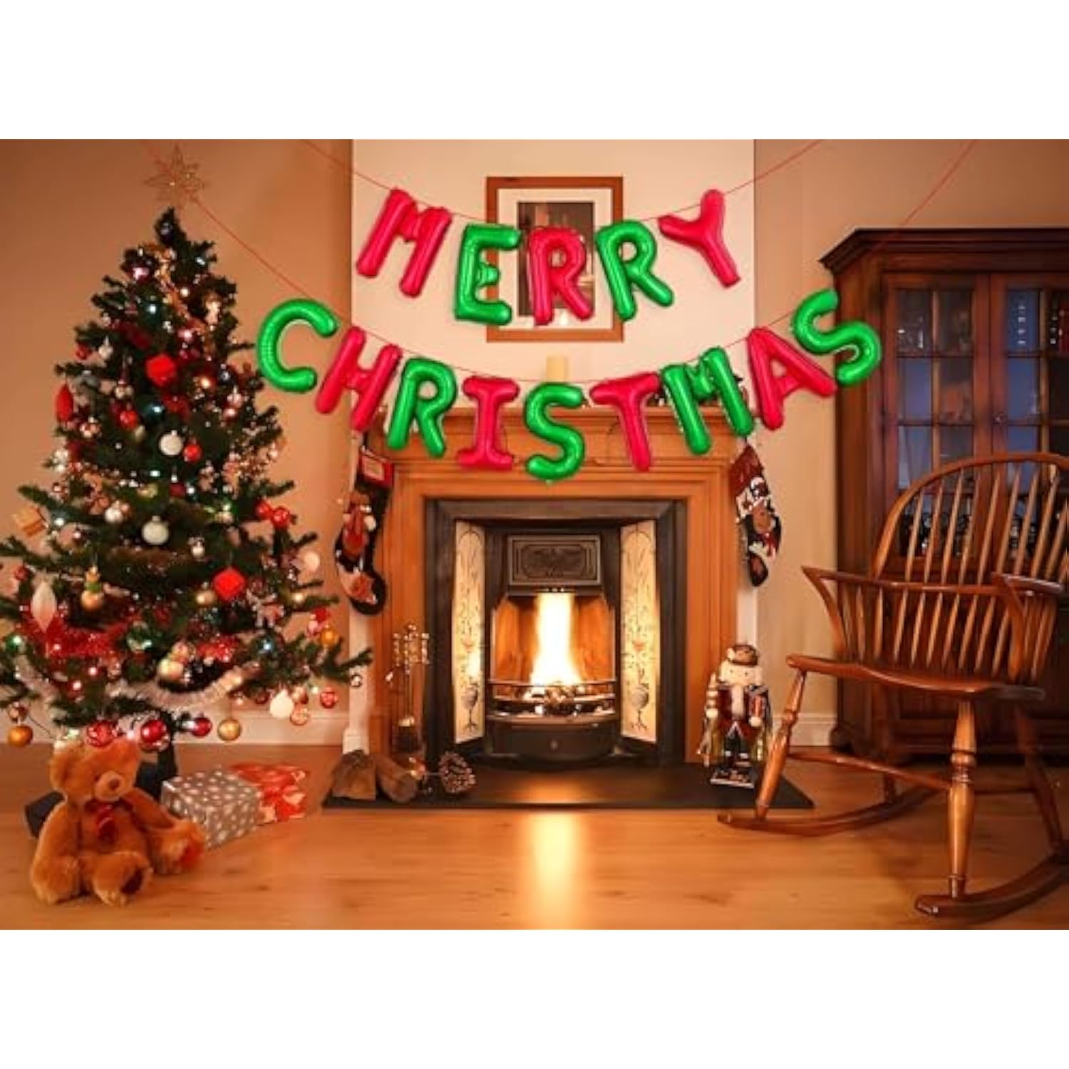 18 Inch Red And Green Merry Christmas Letter Balloons, 14 Pcs Merry Christmas Letter Foil Balloons Red And Green Letters Banner For Christmas Party Christmas Ceremonies Holiday Party Decorations