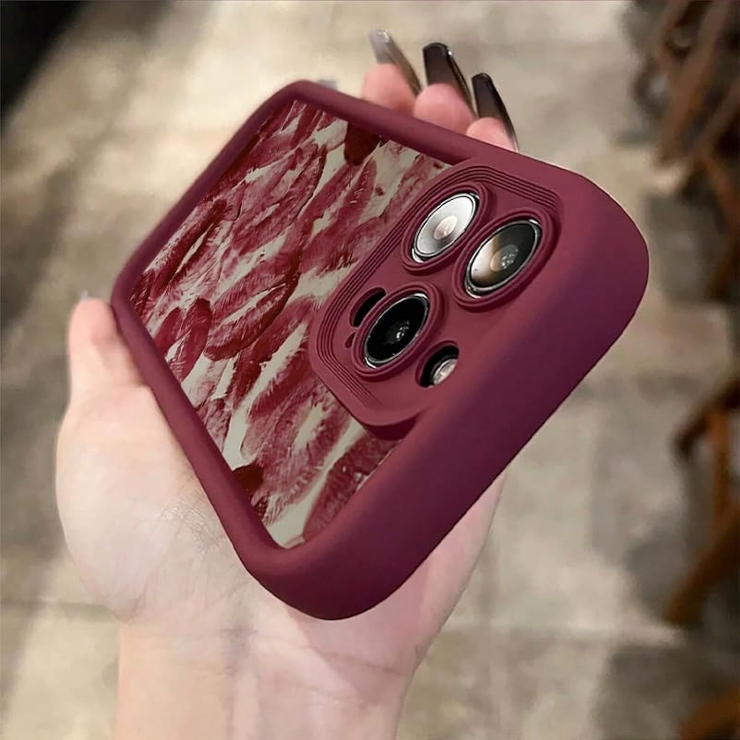 Wine Red Lip Kiss Compatible With Iphone Case