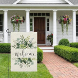 Spring Floral Welcome Garden Flag 12×18 Inch Double Sided For Outside Eucalyptus Small Burlap Seasonal Yard Flag