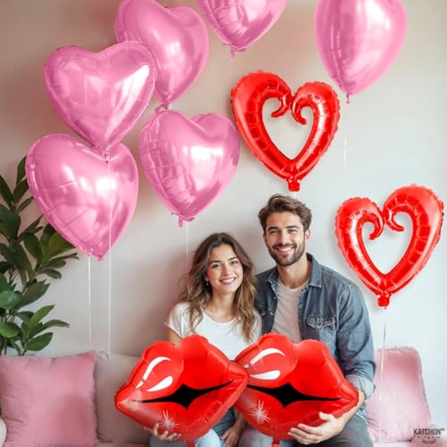 Red And Pink Heart Shaped Balloons - 22 Inch, Pack Of 10 | Heart And Lip Balloons, Valentine'S Day Decorations
