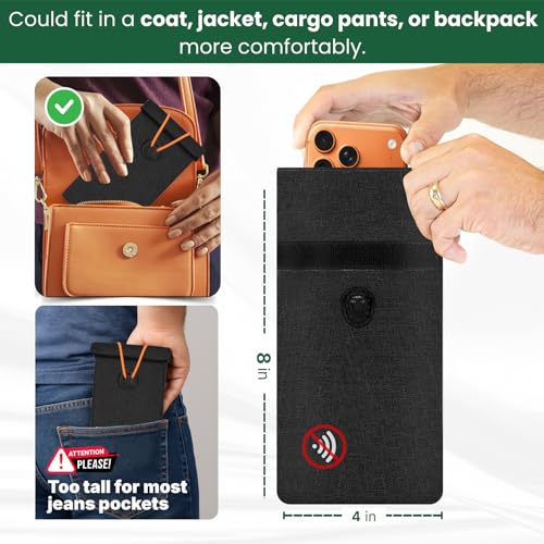Premium Faraday Bags For Cell Phone EMF Blocker Case Protection Size 8inx4in Anti Shield Sleeve Phones Pouch Cage Car Keys Fob Cover 5G Wifi GPS