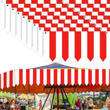 Carnival Tent Circus Theme Party Decorations White And Red Striped Circus Awning Decor 3D Awning Circus Tent Canopy For Mardi Gras Theme Party Decor, 9.84 X 78.74 Inch(9 Pcs)