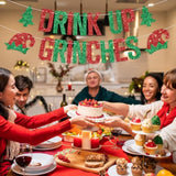 Drink Up Grinches Banner for Christmas and New Year Party Decorations