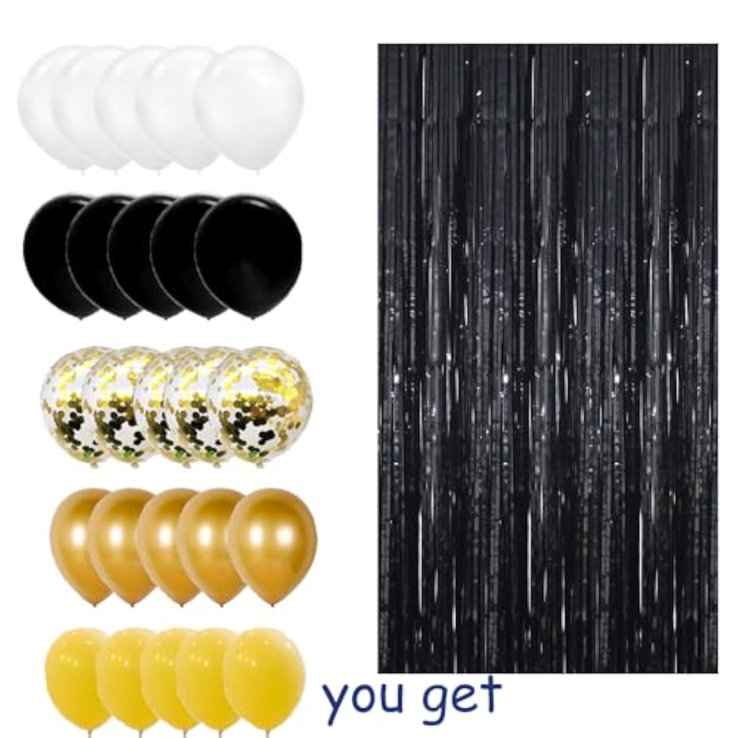 22pcs Black Gold Confetti Balloons 12inch Party Decorations