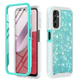 Compatible For Samsung Galaxy A14 5G Case, With [Built-In Screen Protector], Full-Body Drop Protector Cover Glitter Bling Cute Girls Women Design Hybrid Phone Case (Teal)