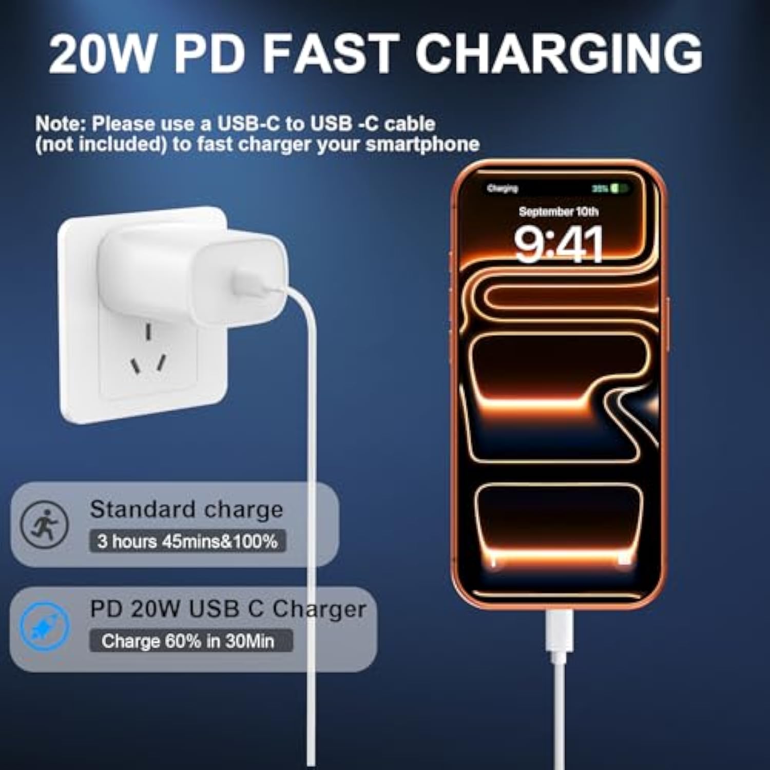Iphone 16 15 Pro Max Charger Fast Charging,20W Usb C Fast Chargers Block Iphones 16 15 Charger Cord 10Ft Long Usb C Charging Cable For Iphone 16 15 Pro Max/15 Pro/15/15 Plus,Ipad Pro 12.9"/11"