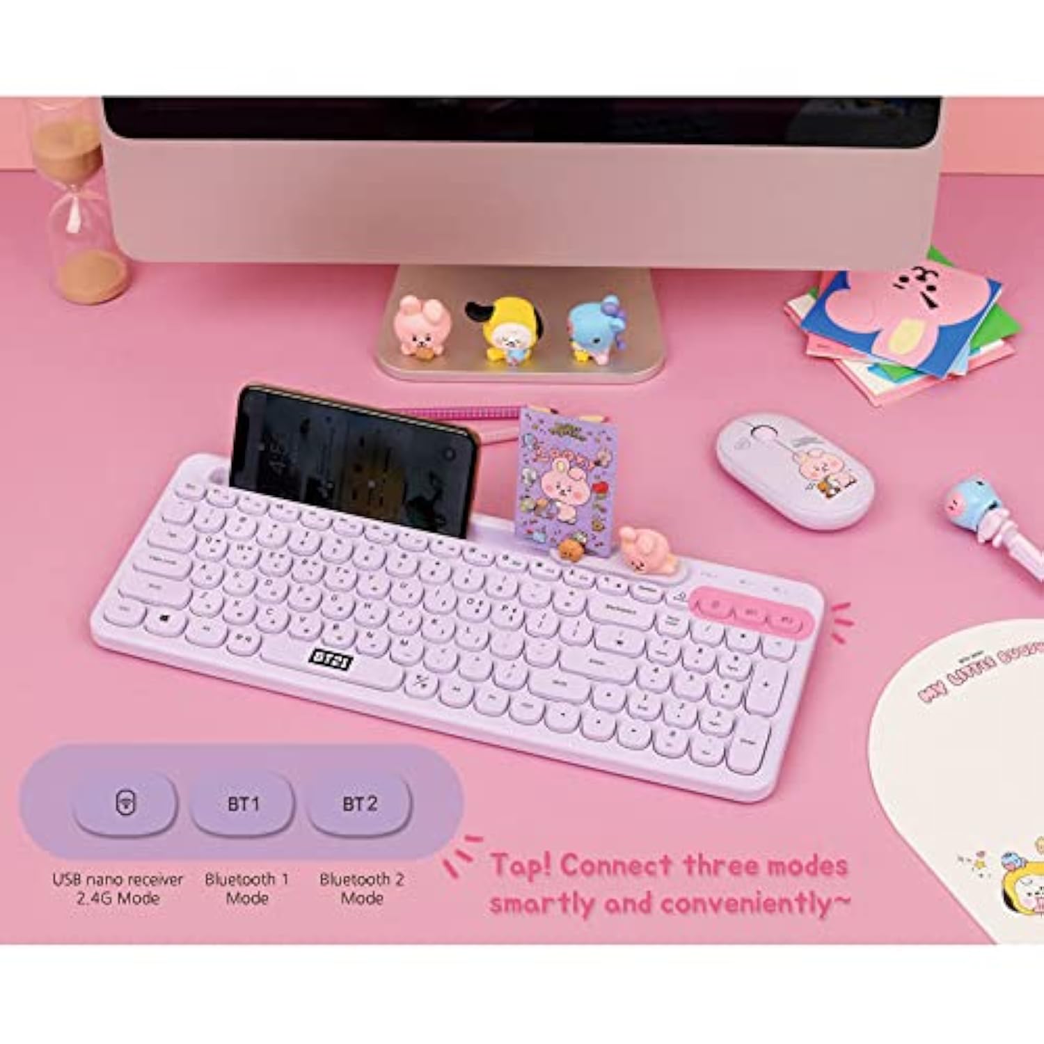 Little Buddy Multi Pairing Wireless Retro Computer Keyboards, Membrane 102 Key