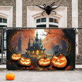 Halloween Banner Large Fabric Photo Booth Pumpkin Castle Moon Backdrop Party Decor
