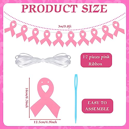 5 Pcs Breast Cancer Awareness Pink Ribbon Banner